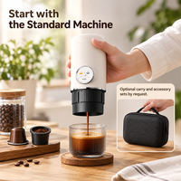 Machine à expresso électrique portable blanche avec porte-café moulu et porte-capsules, cafetière de voyage avec logo personnalisé OEM