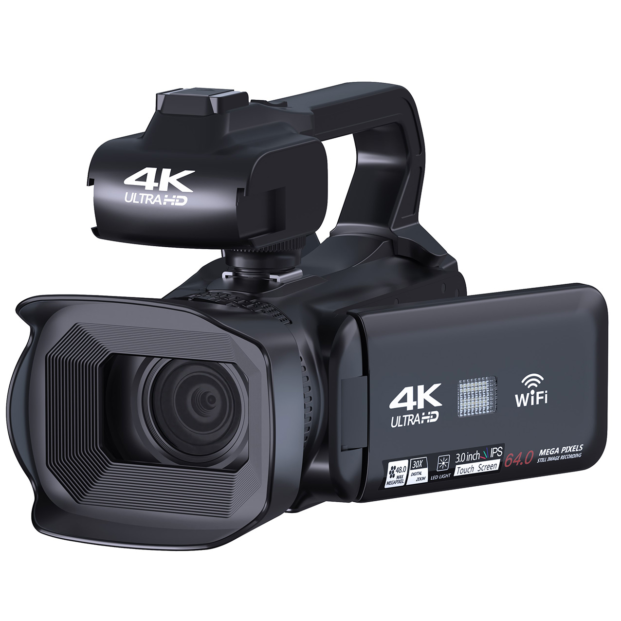 Videocámara 4K Ultra HD, cámara de vídeo de 64MP para YouTube, transmisión en vivo, Zoom Digital de 18X, pantalla táctil de 3,0 pulgadas