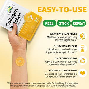 Groothandel Collageen Transdermale Patches Paraben Vrij Collageen Patches Met Collageen Peptiden & Vitamine C voor Huid, Nagels & Haar - Product Image 3