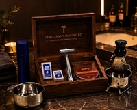 Coffret Cadeau de Rasage de Luxe Réutilisable pour Hommes – Rasoir de Voyage Sûr avec Boîte en Bois, Manche en Alliage d'Aluminium et Tête en Alliage de Zinc