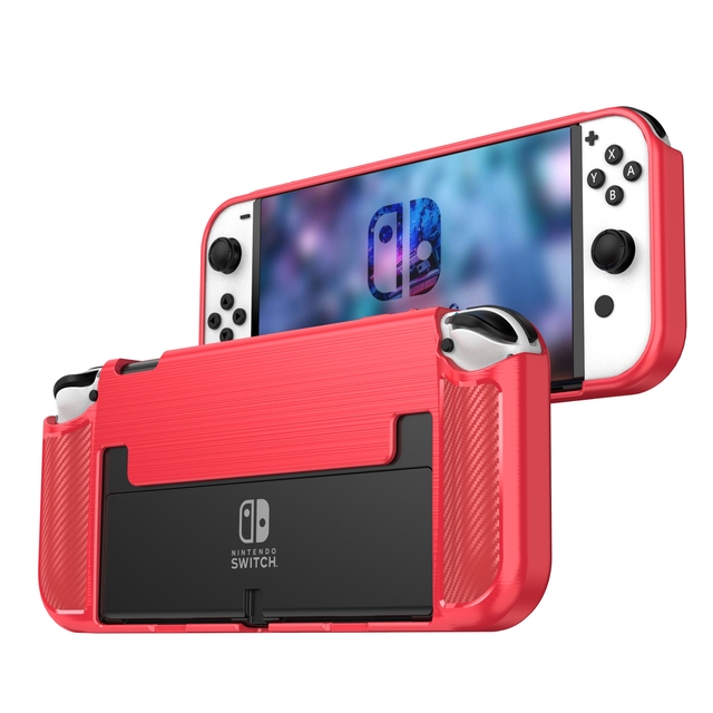 Brushed Pattern Dockable Case for Nintendo Switch Oled TPU Grip Protective Cover Case for Game Console Accessories