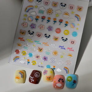 Pegatinas de Uñas con Diseño de Gatos Adorables para Niños, Decoración de Uñas con Diseño de Helado Rosa y Gelatina, Calcomanías de Arte de Uñas con Patas de Gato de Dibujos Animados - Product Image 3