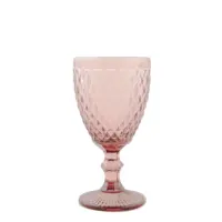 Copa de vino tinto de estilo europeo, vidrio de color en relieve de alta calidad, estilo retro, color rosa