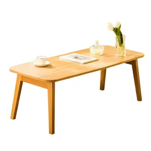 Mesa de centro de madera natural rectangular con diseño moderno y base de cuatro patas mesa de ceremonia del té de mármol mesa de centro comedor de cristal