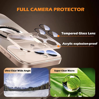 Protection d'objectif en verre pour iPhone 17 Pro Max, coque antichoc en verre AG mat avec grande fenêtre pour iPhone 16 Pro, 15, 14, 13 Pro Max