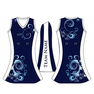 कम MOQ कस्टम उच्च बनाने की क्रिया डिजाइन टीम लड़कियों नीली नेटबॉल जर्सी उच्च गुणवत्ता नेटबॉल वर्दी पोशाक