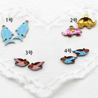 FMSCM-11 Breloques Animaux de Dessin Animé Mignons Chat Papillon Poisson Oiseau Éléphant Breloque Faite à la Main Bijoux en Acier Inoxydable Émail Breloque Enfant