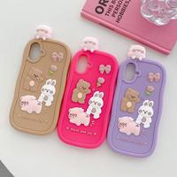 Coques de téléphone portables antichoc en silicone 3D mignonnes et populaires de l'usine BAILI, motif lapin et ours, pour Samsung/Redmi/Honor