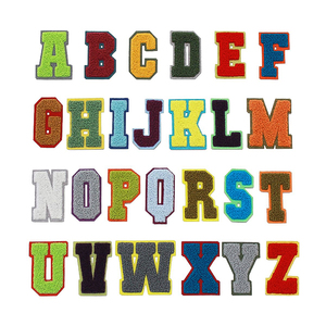 Hot bán tùy chỉnh tự dính <span class=keywords><strong>3D</strong></span> Logo Chenille thêu vá bán buôn A-Z Mũ Hoodie Chenille thư sắt trên các bản vá lỗi thiết kế - Product Image 2