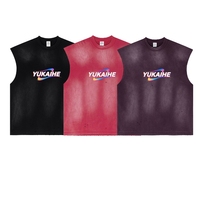 YKH 100% algodón desgastado 285GSM logotipo personalizado de gran tamaño lavado ácido peso pesado venta al por mayor camiseta sin mangas de los hombres