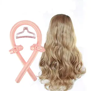 Modelador de cabelo de salão de beleza fita com esponja de espuma de seda sem calor chapinha ondulado grande conjunto de laços de cabelo sem calor