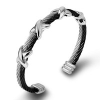Bracelet en acier titane pour hommes, femmes, couple, fil d'acier, double corde, punk X, acier inoxydable, 2023