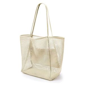 Wholesale Women's Packable <b>Beach</b> Mesh Tote & Shoulder <b>Bag</b> with Open Closure and Zipper Pocket <b>for</b> Summer Casual Vacation Use - Product Image 5