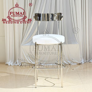 Taburetes altos comerciales tapizados con estructura de acero inoxidable plateado para bares y restaurantes - Product Image 2