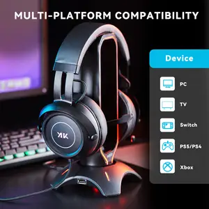 Cuffie da Gaming USB per PC con cuffie cablate per Computer con microfono Surround audio RGB cuffie per PS4 PS5 Laptop