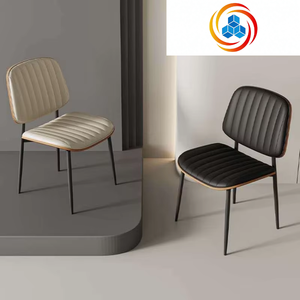 Metal Frame Leather <b>Cushion</b> Minimalist Style Modern Interior Design Furniture Kitchen Cafe Restaurant Dinning Room <b>Chair</b> - Product Image 2