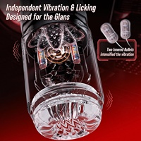 Masturbateur masculin Stroker 7 modes de poussée et de rotation & 7 modes de léchage vibrants Machine sexuelle mains libres Pocket Pussy Fonction éclatement à un clic