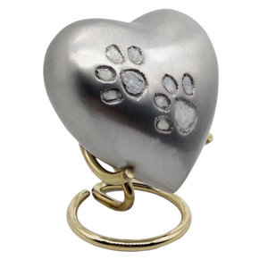 Paw Print Heart Metal <b>Keepsake</b> Urn for Funeral Supplies <b>Ash</b> Storage Jar Metal Urns Aluminum Jar Adult <b>Pet</b> Funeral Box - Product Image 1