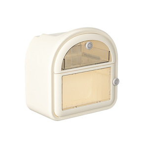 Multipurpose Wall Mounted Tissue Box With Storage Compartment For Bathroom Kitchen Living Room White Gray Translucent Cream - Product Image 5
