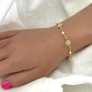 Chỉ U Vàng Hoa Vòng Đeo Tay Món Quà Sinh Nhật Trẻ Em Của Màu Hồng Trắng Daisy Vòng Đeo Tay Ngọt Ngào Dễ Thương Bé Vòng Đeo Tay Cho Cô Gái - Product Image 1