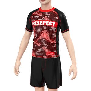 Maillot de compression pour homme avec logo personnalisé en tissu mesh latéral, sans Gi, pour la course, la natation, le MMA et le BJJ (Rashguard) - Product Image 5