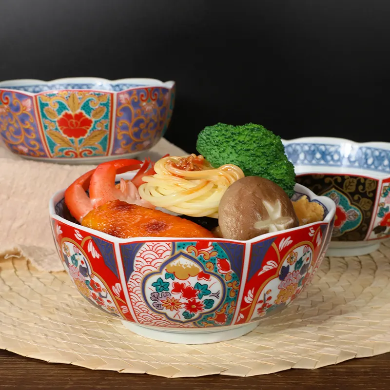 Bol rond en céramique à motif de fleurs, pour soupe, nouilles, céréales, salade, fruits, pâtes et riz, 1 pièce