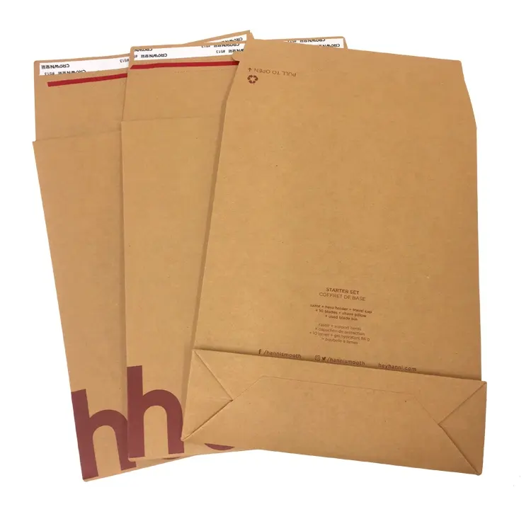 Переработанный Пользовательский логотип печать самоуплотнение подарочная упаковка для одежды расширяемый крафт-бумажный конверт с ластовицей