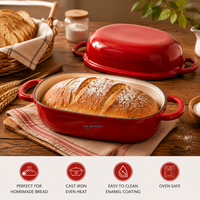 Panci Roti Enamel Besi Cor Profesional B2B Grosir dengan Tutup Anti Lengket untuk Panggangan Oven
