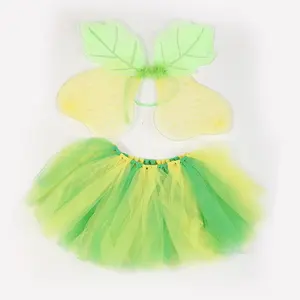 Wholesale Girls Birthday Gifts Little Fairy Dress Up Princess Costume Sets 2pcs Party Fairy Green Butterfly Wings Dress