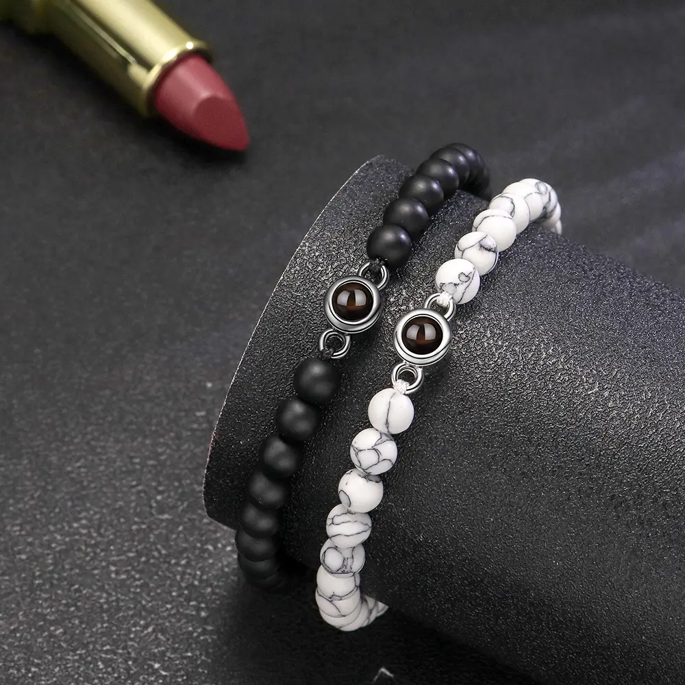 DAIHE Sterling Silber Ich liebe dich Sprach armband Perlen ausziehbares benutzer definiertes Foto projektions armband