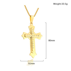 예수 neckless 보석 십자가 성직자 십자가 두꺼운 목걸이 십자가 남자 펜던트 스테인레스 스틸 목걸이 - Product Image 3