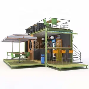 Barra de construcción de estructura de acero para cafetería, restaurante modificado, casa contenedor de 20 pies y 40 pies