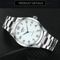 WINNER 166 Montres mécaniques pour hommes, vente chaude, marque de mode masculine, montres de luxe avec date et calendrier, bracelet en acier, étanches, pour homme