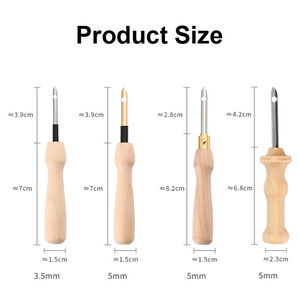 Laine Outil De Couture Manche En <span class=keywords><strong>Bois</strong></span> Épais Broderie Stylo Poinçon Aiguille En <span class=keywords><strong>Bois</strong></span> Poinçon Aiguille Points Crochet Crochet - Product Image 4