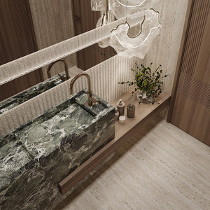 Custom-Made Light Luxury High-End Stone Slab Bathroom Vanity Seamless Integrated Basin and <b>Floor</b>-<b>Standing</b> Base - Product Image 5