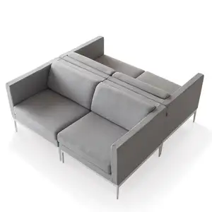 Modern Office Lounge Sofa Furniture Metal legs Leather Seating Luxury Sofa