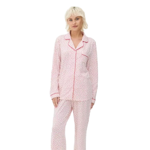 Ensemble de pyjama décontracté deux pièces en coton et bambou, longueur intégrale, respirant, pour seniors, vêtements de confort à domicile, fermeture élastique, printemps - Product Image 1