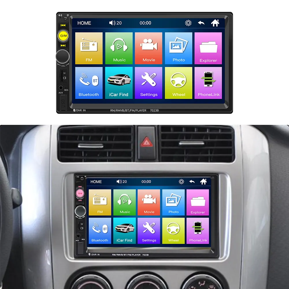 2023 Bán hàng nóng 1 DIN xe MP5 7 inch BT/ AUX xe âm thanh Stereo MP5 Máy nghe nhạc xe Stereo Carplay đài phát thanh MP5