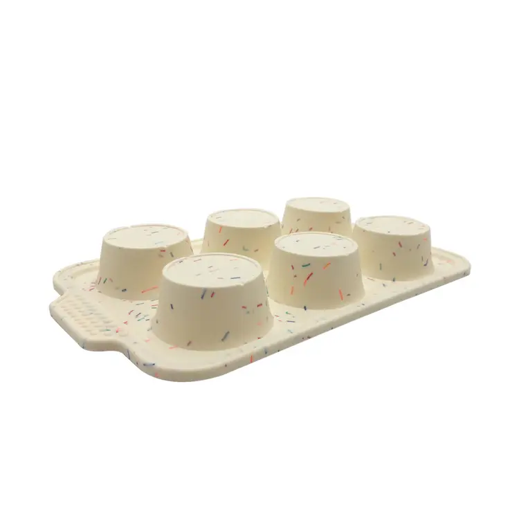 Bandeja de silicona antiadherente para muffins, bandeja de molde de 6 cavidades, paquete de 2 Utensilios de hornear para cupcakes, libre de BPA, apta para lavavajillas