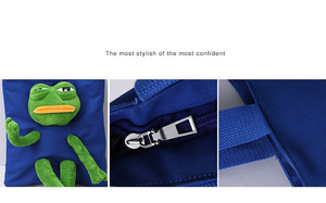 Cute Plush Green <strong>Frog</strong> Tote <strong>Bag</strong> Women's Canvas Zipper Shoulder Handbag Natural Canvas Student Tote <strong>Bag</strong> - Product Image 5
