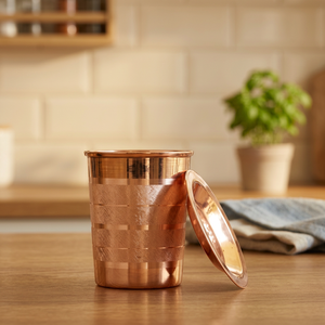 Vaso de Cobre con Tapa, Metal Chapado en Oro Sólido, Diseño Minimalista, Vajilla para Bebidas - Product Image 4