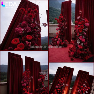 ผ้าม่านฉากหลังงานแต่งงานดีไซน์ใหม่ของ LEDA ผ้าม่านฉากหลังสีแดงสำหรับงานแต่งงาน - Product Image 4