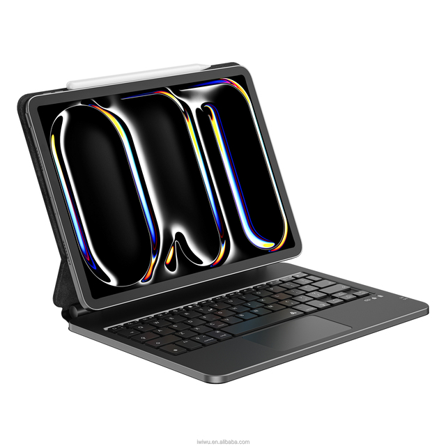 WiWU Wholesale Adjustable PU Leather Keyboard Case for iPad Built-In Trackpad with Backlit Magnetic Tablet Cover & Case