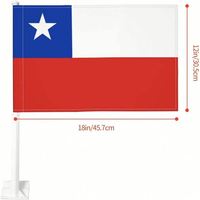 Drapeau chilien en polyester pour fenêtre de voiture, 12''x18'', pour décorations, fournitures pour défilés, avec mât flexible