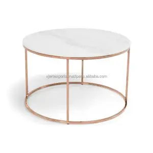 आधुनिक क्लासिक उच्च गुणवत्ता गर्म बेच चांदी लोकप्रिय लक्जरी डिजाइनर फ्रेंच सोने संगमरमर धातु सेंटर टेबल कॉफी टेबल