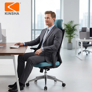 Chaise de bureau ergonomique KINSHA avec accoudoirs réglables, appui-tête intégré, dossier divisé, réglage de la hauteur électrique, tissu moderne - Product Image 1