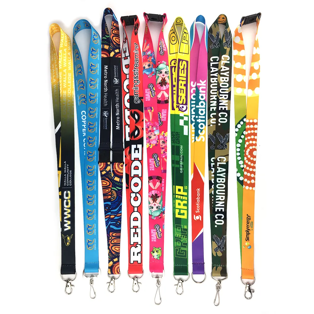 High Quality Cheap Custom Round Nylon Neck Strap Dye Sublimation Printing Cartoon Character Anime Lanyard With Metal Clip