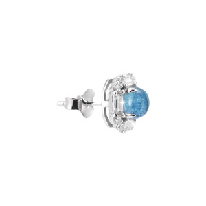 Stud Earrings S925 Silver Aquamarine Geometric Design Claw Setting For Women Men Fashion Jewelry Gift - Product Image 3