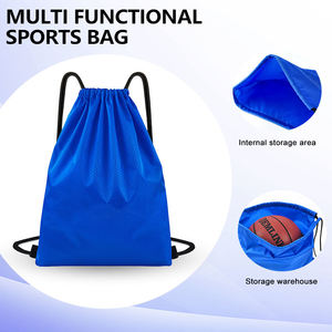 Sac à cordon personnalisé noir en Oxford imperméable, sac à cordon pour football, basketball, sac à chaussures, sac de sport à cordon - Product Image 3