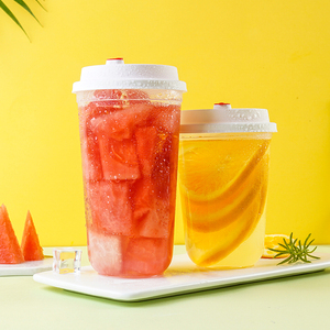 Custom Logo Disposable Plastic Bubble Milk Tea/Coffee/Fruit Juice Cups With Lids For Cold/Hot Drinks beverage cup